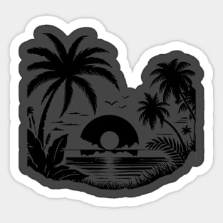 Tropical Sunset and Palm Trees Silhouette Sticker